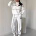 Women's Long Sleeve Sweatshirt And Trousers Two Piece Set Letter Heat Transfer Zipper Leisure Sports Suit European American Style_ecoleips.com