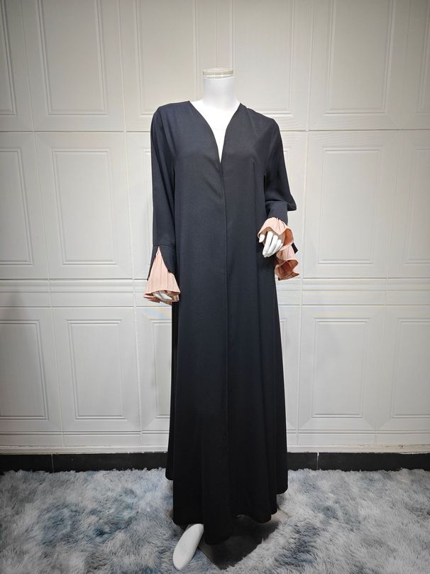 Women's Clothing Pleated Patchwork Robe Coat_ecoleips.com