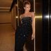 Elegant Strapless Bodycon Dress For Women Solid Color Long Dress With Hot Stamped Rhinestone And Slit_ecoleips.com