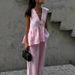 Women's Breathable Cotton Summer Outfit Sleeveless V-Neck Vest And Wide-Leg Pants Set Two-Piece Casual Comfortable_ecoleips.com