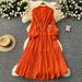 Elegant Dress Female Design Single Breasted Loose Waist Straps Slim Temperament Knee Length Skirt_ecoleips.com