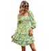 Diyun European And American For Women 2023 Autumn Foreign Trade Vacation Casual Floral V-Neck Long_ecoleips.com