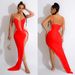 Women's Solid Color Long Skirt V Neck Sleeveless Shoulder Strap Diamond Detailing Dress For European And American Fashion C6039_ecoleips.com