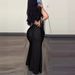Women's fashion sequined hip sexy dress round neck slit tassel sleeves pleated evening dress_ecoleips.com