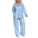 Women's Fashion Loose Fit Two Piece Set Short Sleeve Top Elastic Waist Pants Casual Comfort_ecoleips.com