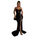 Women's Clothing Sexy Suspender Sleeveless Sequin Dress Slit Long Skirt_ecoleips.com