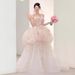 French Style Light Off-Shoulder Wedding Dress 2026 New Ethereal Flowy Tulle Evening Gown for Women_ecoleips.com