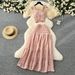Women's Clothing Age Reducing And Refreshing Spring And Summer Vacation Style Short Sleeved Suspender Top + High Waisted Pleated Skirt Two Piece Suit_ecoleips.com