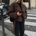 Wool-Blend Double-Breasted Trench Coat – Women’s Fashion Outerwear With Belt, Oversized Lapel & Mid-Length Cut (Dark Brown, S-XL)_ecoleips.com