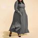 Plus Size Women's Dress Long Sleeve Wrap Waist Flared Hem Knit Maxi Dress For Fall Winter – Solid Color Elegant Casual Wear (0XL-5XL, Grey)_ecoleips.com