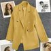 Women's Clothing Women's Double Breasted Blazer Loose Fit British Style Korean Spring Autumn Outerwear Long Sleeve For Formal & Casual_ecoleips.com