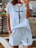Women’s 2 Piece Outfit Set – Oversized Graphic T-Shirt And Biker Shorts Matching Set, Casual Summer Lounge Tracksuit For Daily Wear-305_ecoleips.com