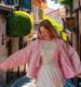 European And American 2026 Women's Models, Autumn And Winter Fashion Strap-on Cotton-padded V-neck Pink Sweet Floral Horn-sleeved Jacket_ecoleips.com