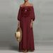 2026 Sexy One Shoulder Linen Long Dress Spring Casual Long Sleeves Loose Holiday Dress Summer Fashion Print Draped Party Dress_ecoleips.com