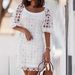 Elegant OL Style Lace Dress Round Neck Solid White Knee Length Business Casual Formal Work Wear Dress For Women_ecoleips.com