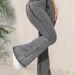 K Low Waisted Flared Slim Fit Pants For Women, Jeans Look Slim And Grey_ecoleips.com