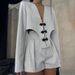 Voya Voya 2026 Spring Women's New Chinese Style Unique Design Long Sleeve Deep V Top Jacket High Waist Shorts Striped Suit_ecoleips.com