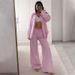 Ladies Long Sleeved Striped Trousers Loose Fit Casual Simple Fashion Suit Russian American Styles_ecoleips.com