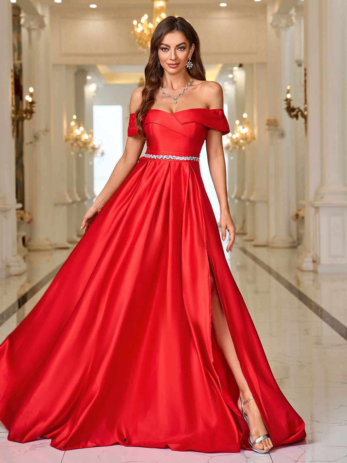 Women's clothing fashion solid color temperament elegant tube top wedding toast dress evening dress _ecoleips.com