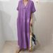 2025 New Women's Clothing Casual Short Sleeved V Neck Discount Solid Color Multi Color Women's Dress_ecoleips.com