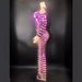 Women's Sparkling Purple Sequined Dress Long Gown With Long Sleeves For Cocktail Evening Wear_ecoleips.com