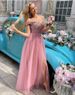Women's Clothing Elegant Banquet Elegant Sleeveless Slit Sequin Evening Dress With Sheer Tulle Skirt - V-Neck Princess Gown For Banquet & Party_ecoleips.com