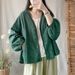Cotton-Linen Jacquard Jacket, Cardigan Top, Spring/Summer Ethnic Style, Artistic Long-Sleeve V-Neck Plus-Size Loose Top_ecoleips.com