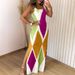 Women's Clothing Summer New Sleeveless Contrast Color Sexy Slim Slit Commuter Dress Women's Clothing_ecoleips.com
