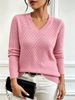 V-neck Openwork Knit Sweater For Women, Slimming Long-sleeved Pullover Sweater For Spring And Autumn, Gentle And Elegant, Versatile Top, European And American Style._ecoleips.com
