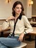 Beige Black Color Block Pit Rib Knit Cardigan, Loose Lightweight Breathable Soft Skin-touch Long Sleeve Polo Collar Knit Jacket_ecoleips.com