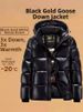 Black, Gold, And White Goose Down Jacket, Unisex, Couple Style, Short Over-the-knee, Winter Thickened Casual Wear, High-end Casual Style._ecoleips.com