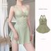 Women Hanging Neck Sweet Cute Swimwear Sexy One-piec Beach Wear Swim Suit Beach Dress Swimsuit High Waist Bathing Suit For Girls_ecoleips.com
