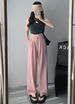 Women's High-Waisted Dress Pants, Straight Leg Trousers With Flowy Drape, Casual Office Pants For Comfort_ecoleips.com