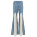 Cross-border Foreign Trade Women's Clothing: Lace Splicing, Color-blocking, Vintage Bell-bottom Pants, Versatile And_ecoleips.com