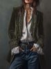 Women's Long Sleeved Velvet Jacket Solid Color Patchwork Lace_ecoleips.com