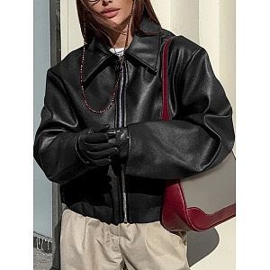 Women's Thick Faux Fur Coat With Notched Collar, Mid-Length Fox Fur Style Jacket, Streetwear Fashion Outerwear For Winter_ecoleips.com