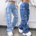 Cross-border 2025 European And American New Fashion Solid Color Versatile Plus-size High-waisted Multi-pocket Casual_ecoleips.com