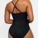 Aria Basics 2025 New European And American Solid Color Fahion Slimming One-Piece Women' Swimuit With Double Shoulder_ecoleips.com