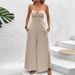 Voya Women's Summer All Cotton Knitted High Waisted Wide Leg Slightly Flared Sleeveless Jumpsuit With Elegant European And American Temperament_ecoleips.com