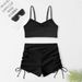 Solid Color Push-Up Bikini Swimsuit High-Waisted Tummy Control Drawstring Two Piece Design for Slimming Fit Small Busts Women_ecoleips.com