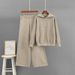 Women's Autumn/Winter Fashion Casual Set European American Style Loose Woolen Top Wide Leg Athletic Pants Two Piece Set_ecoleips.com