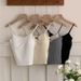 1pcs Women Knitted Crop Tops Solid Laces Sling Tops Knitwear Tank Top Girls Sexy Slim Camisole Sweet Short Vest With Padded Cups_ecoleips.com
