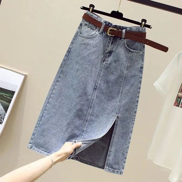 Trendy Girl Exclusive Washed Denim For Women Spring Gray High-Waisted Pants Stretch Tight Bodycon Short Skirt_ecoleips.com