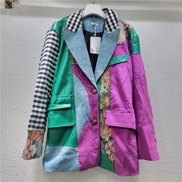 Women's Suit 2025 Spring And Autumn New Splicing Heavy Industry European Versatile Short Jacket Trend_ecoleips.com