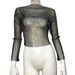 Women’s Clothing Mesh Rhinestone Fishnet Long Sleeved Tops Sexy Slim Hot Girl Outfit Rhinestone Tops_ecoleips.com
