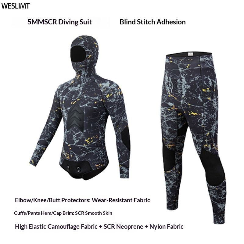 Aria Basics 5mm Diving CR Fishing Hunting Suit, Two-piece Thickened Rubber Wetsuit For Winter Swimming, Surfing, And Freediving_ecoleips.com
