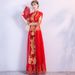 Elegant Red Qipao Cheongsam Dress For Bride Wedding Banquet, Long Sleeve Vintage Chinese Traditional Dress With Floral Embroidery_ecoleips.com