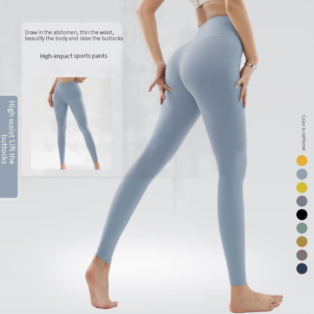 Women's Clothing Yoga Pants High Waist Hip Lifting T-Line Fitness Pants Antibacterial Naked Peach Sports Tights_ecoleips.com