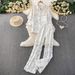 Women's Lace-Trimmed Denim Shirt & High-Waisted Wide-Leg Pants Set – Edgy Streetwear Two-Piece (Black, White, Blue, Rose Pink)_ecoleips.com