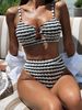 Women's Clothing Women's Two Piece Swimsuit Black White Color Blocking Sexy Bikini For Formal & Casual For Women_ecoleips.com